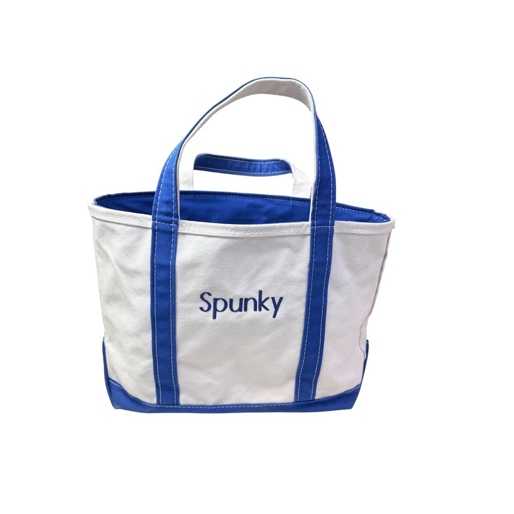 LLBean Boat and Tote Bag Blue White Canvas Zippered‎ Personalized Spunky